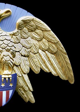 right side of American Colonial Sun Eagle hand carved with wood