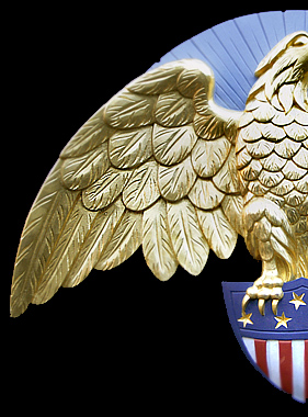 left side of hand carved wood sun eagle