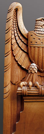 left side of handcarved in wood tall eagle