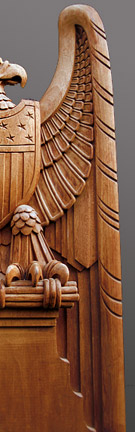 Right side of American Colonial Tall Eagle hand carved with wood